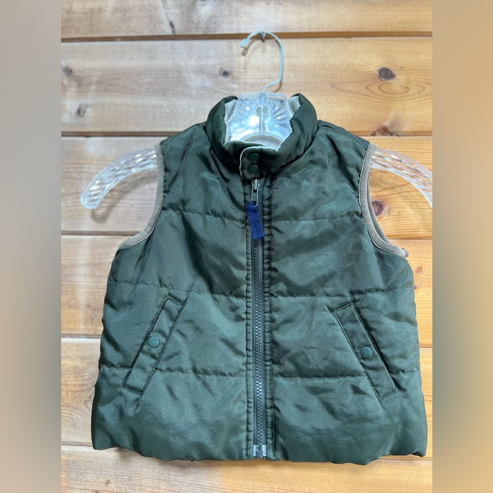 GAP Baby Zipper Front Fleece-Lined Puffer Vest Toddler 2T Green